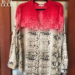 XL Calvin Klein snakeskin dip dyed blouse